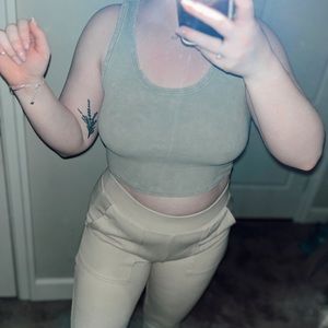 Grey with brown undertone crop tank top